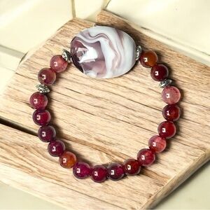 Botswana Agate & Red Agate Stone Bracelet
